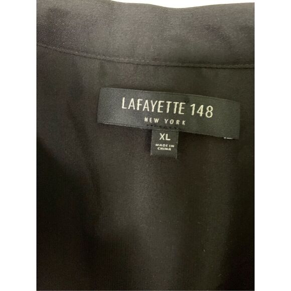 Lafayette 148 100% silk Desra Impasto Leaf-print blouse top women's size XL - Picture 4 of 6